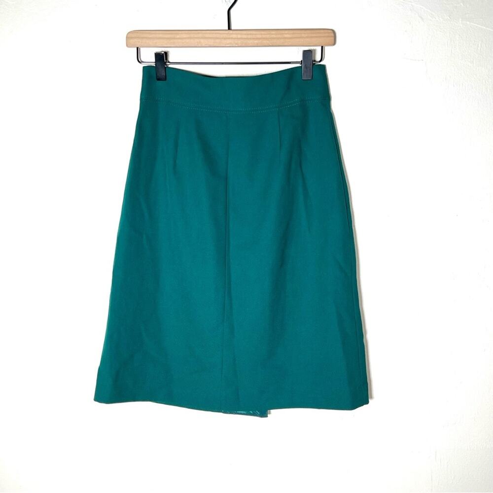 Banana Republic Emerald green 100% wool A line Skirt size 0 B177 - Picture 4 of 4